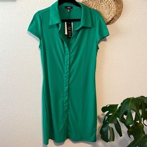 NEW AFRM Green Rennia Rib Knit Button Down Dress - Size Small
